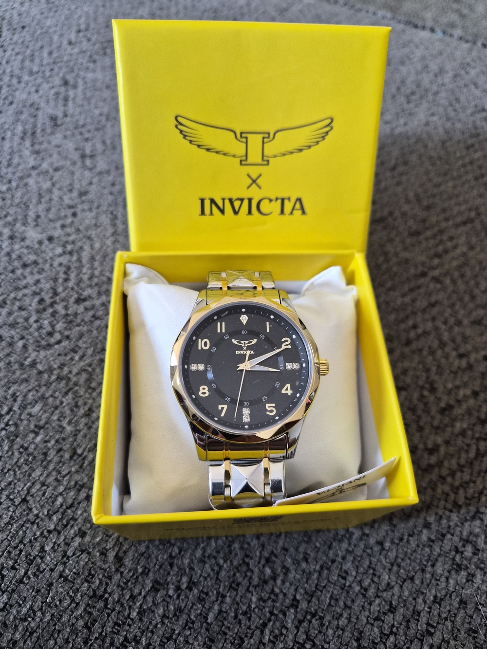 Invicta Two-Tone Silver and Gold Watch with Black Dial 41mm